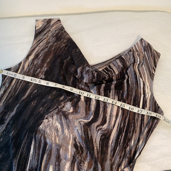 NICE +ZOE abstract neutral color sleeveless cinched dress L - Picture 11 of 16